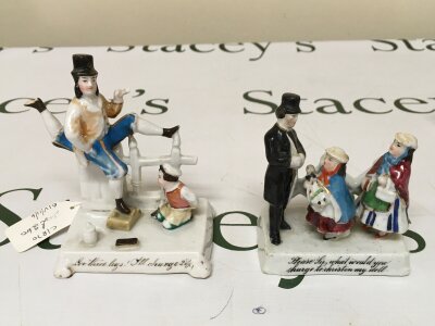 Two Victorian Fairings 3 legs I'll charge 2d, Please Sir what would you charge to christen my doll.
Paint work relative good condition, faded and has come away in few areas.