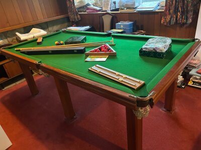 A quarter size snooker table, sold in situ