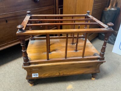 A Victorian walnut Canterbury, 20”x 17.5” x 14.5” (for restoration)