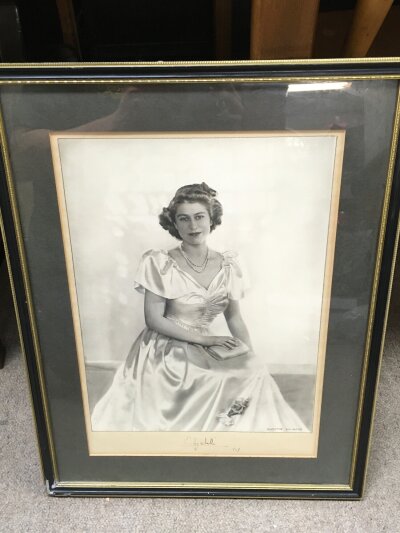 A framed and signed Queen Elizabeth II picture by Dorothy Wilding dated 1949 pre coronation. Frame size 42x54cm