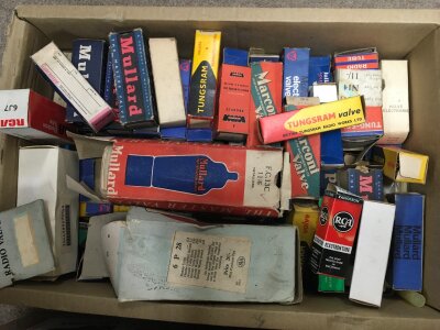 A collection of boxed vintage valves