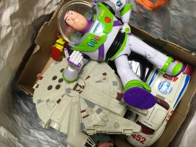 A collection of vintage toys , playworn cars, lead animals