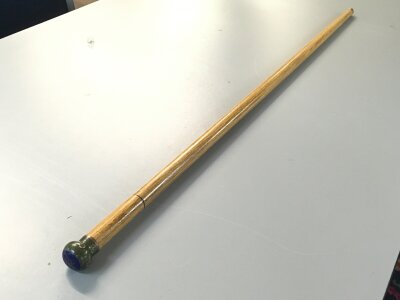 A cloisonné top sword stick. Blade 52cm long, 96cm long total length