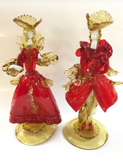 A pair of 1970s Venetian glass dancer figures, 35cm tall