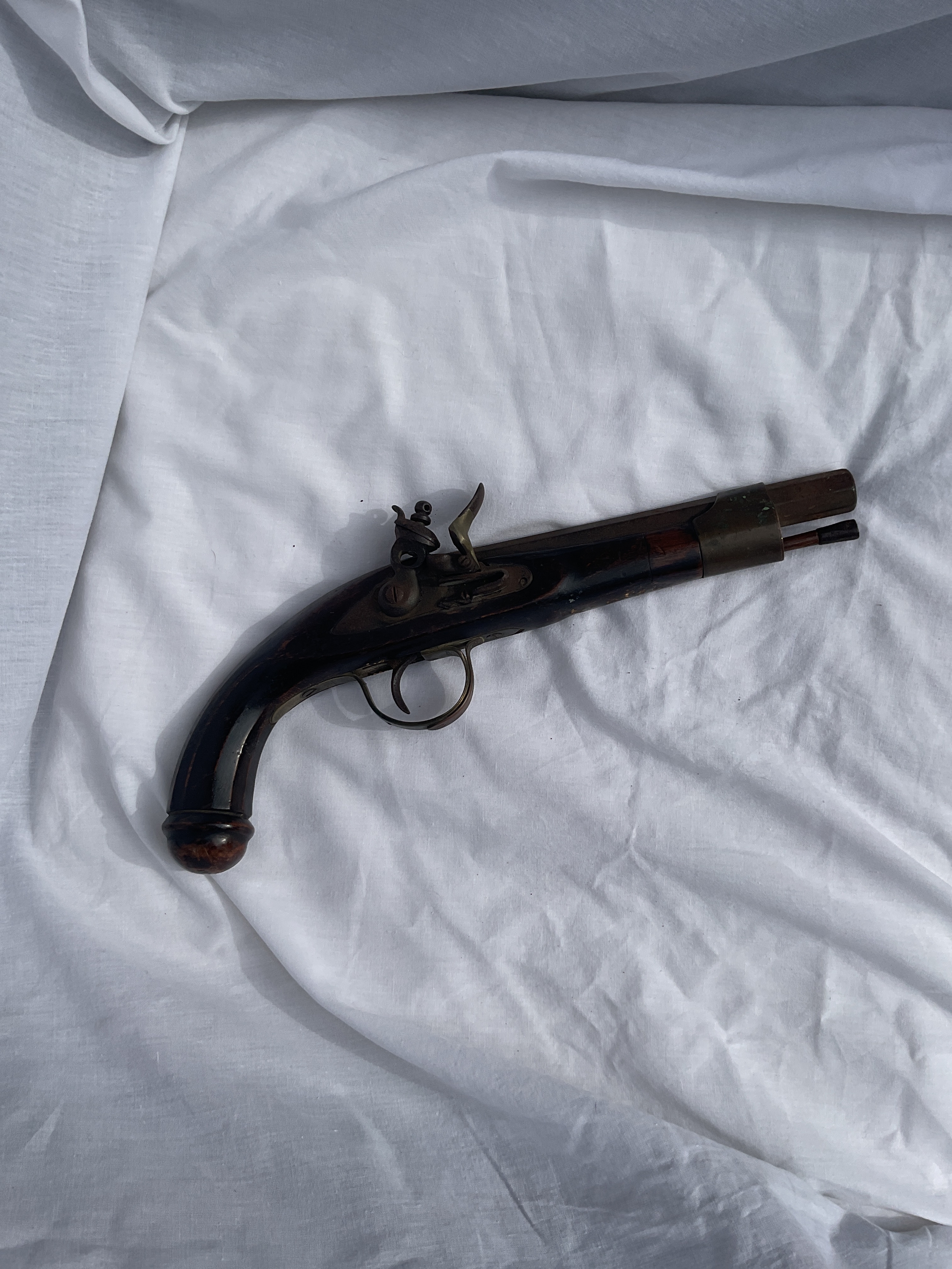 19th c flintlock pistol and ram rod.