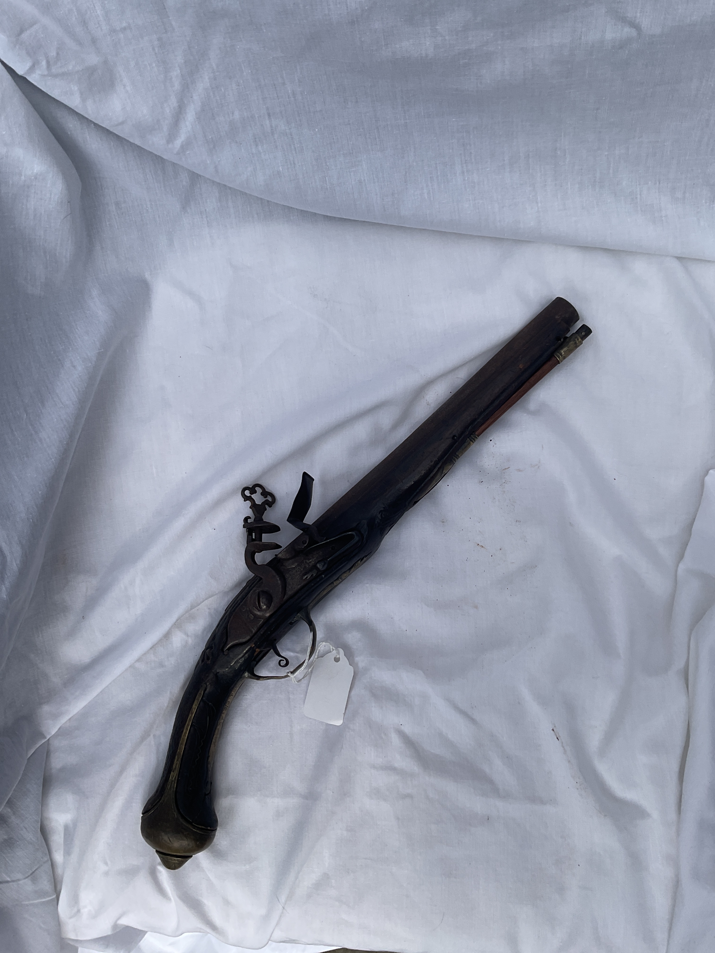 18th c flintlock pistol .proof mark to the breech.