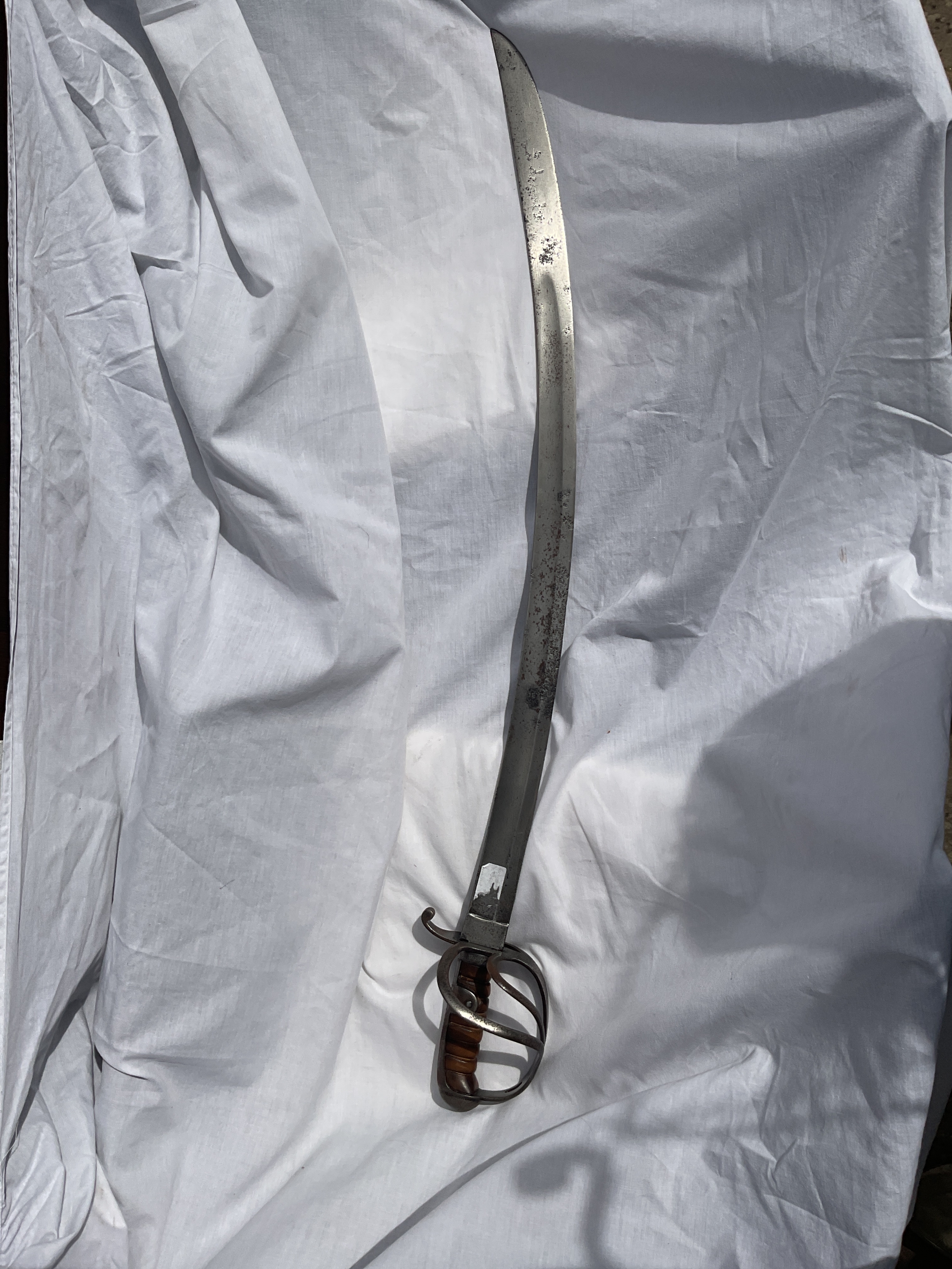 1821 pattern cavalry sword makers mark monogram and crown stamp.