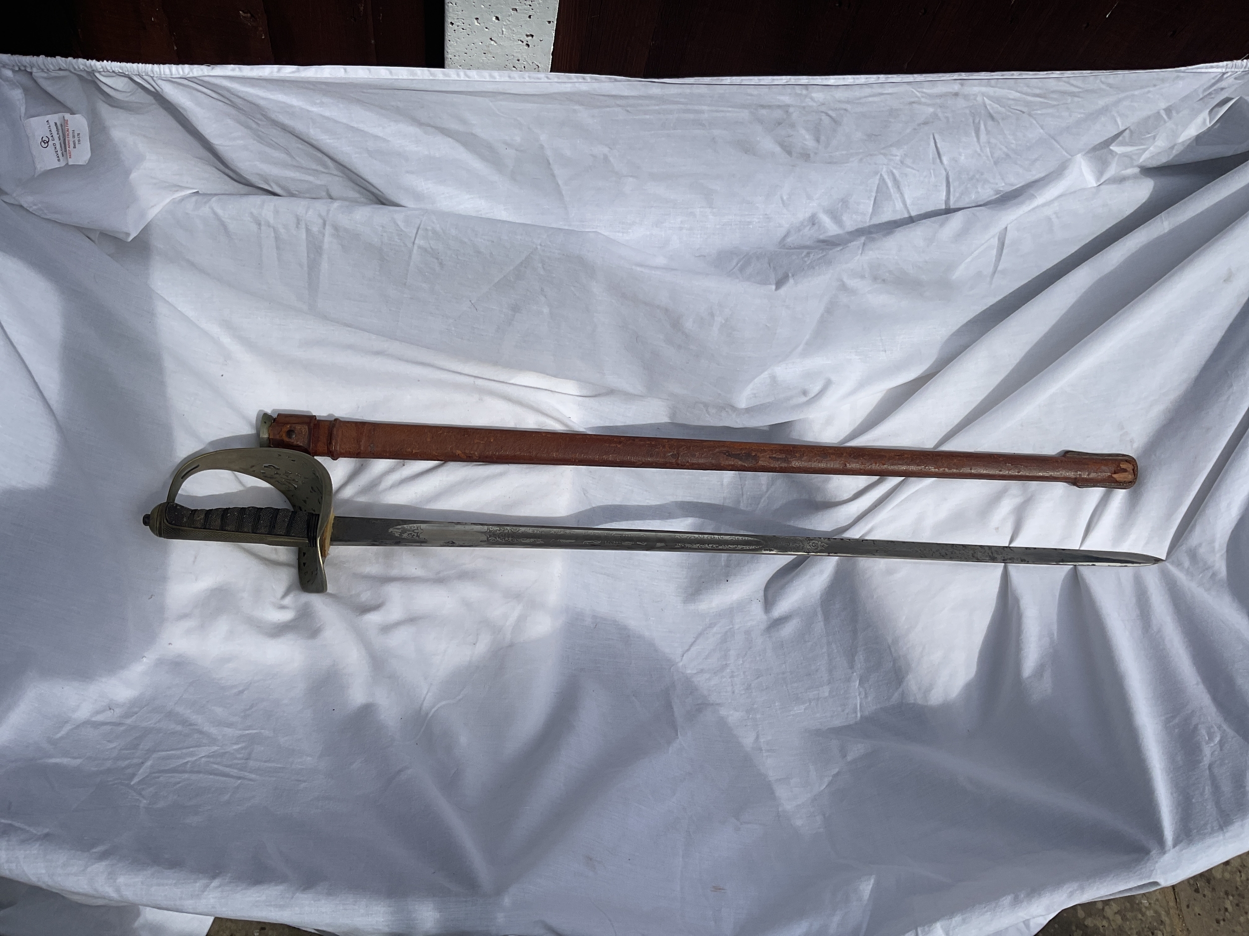 WWI GVR Officers sword and sheath blade by Fenton Bros.