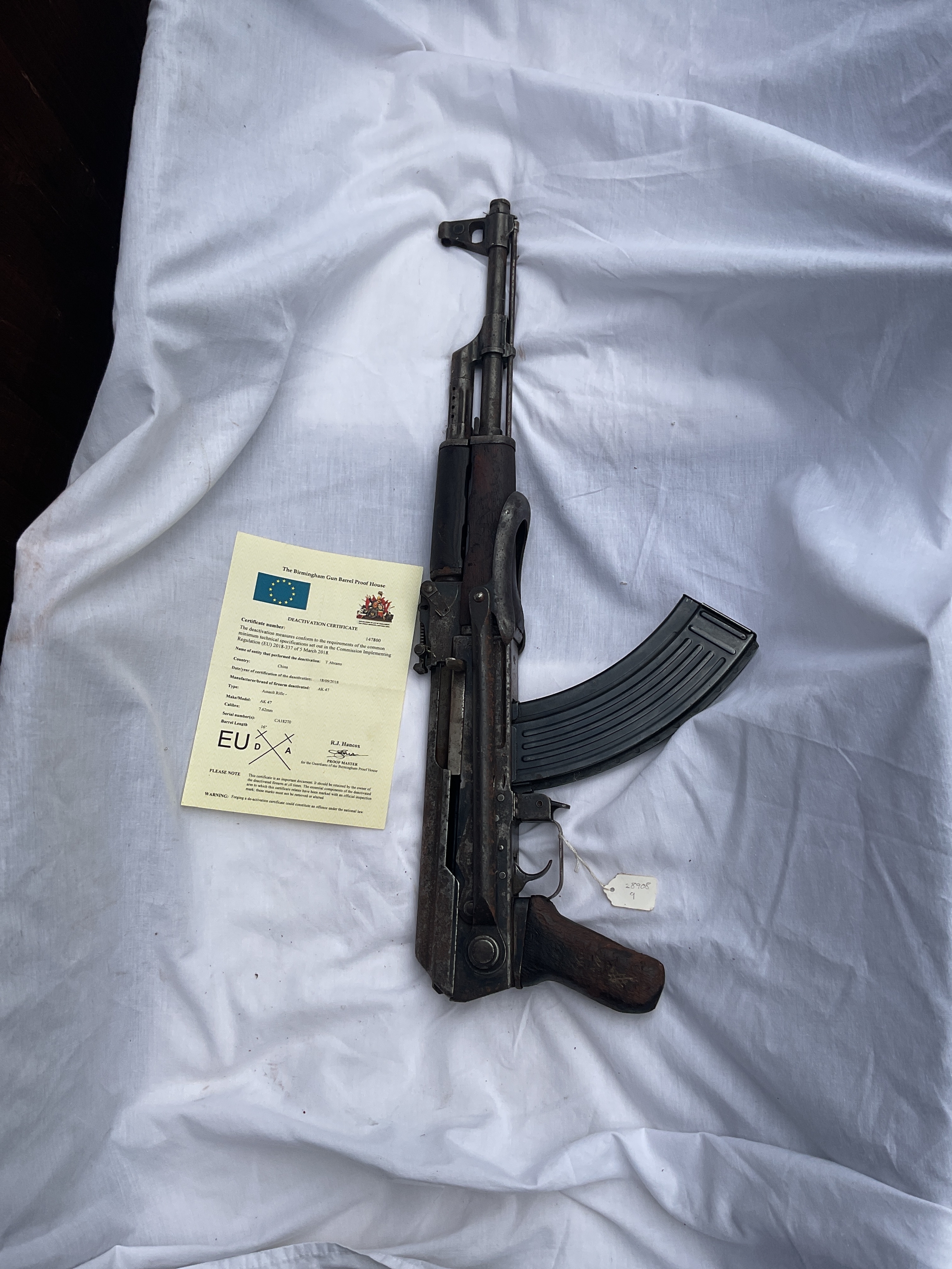 EU SPEC DEAC AK47, with cert, folding stock and detach magazine 