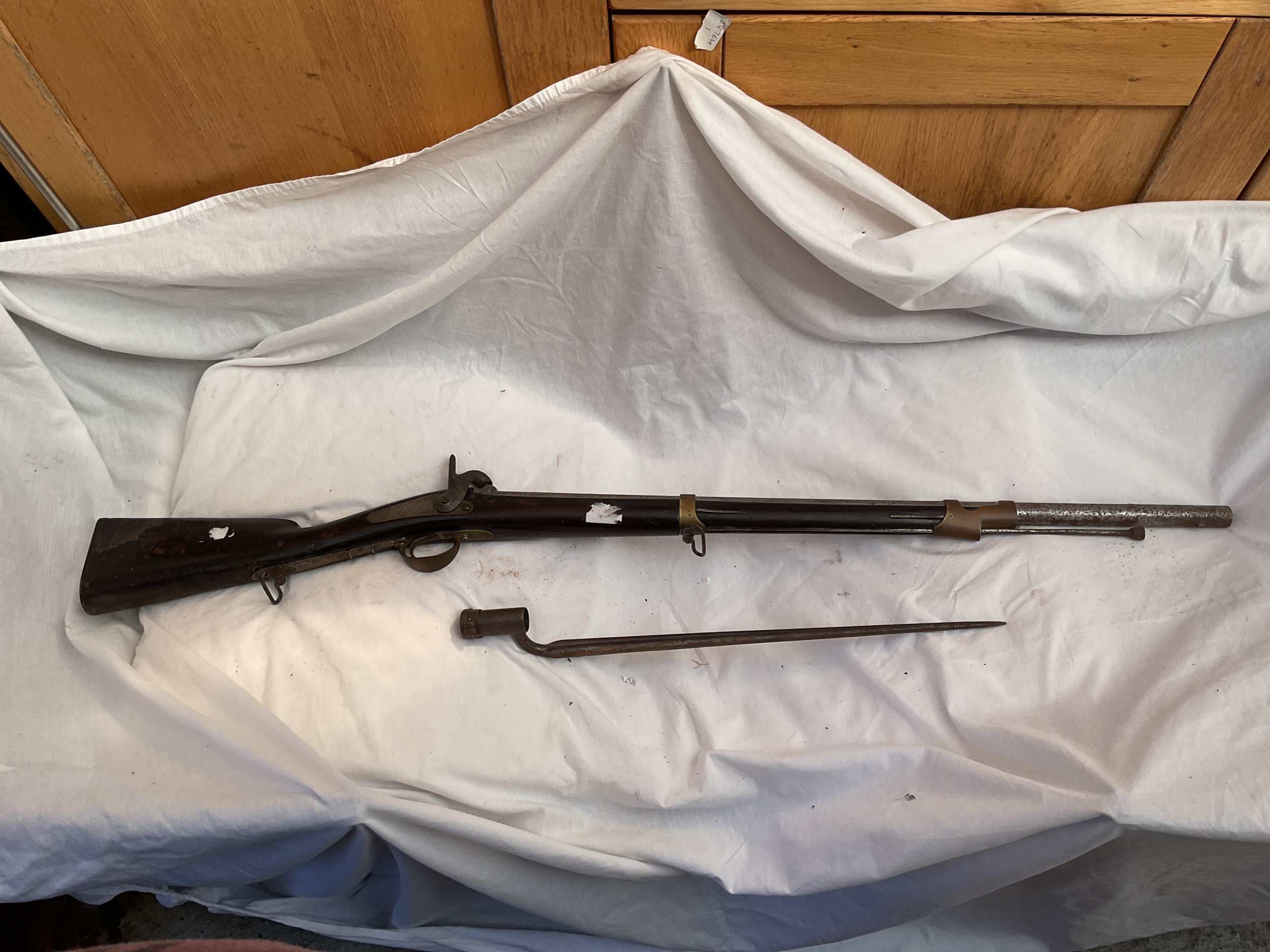 French percussion musket and bayonet.