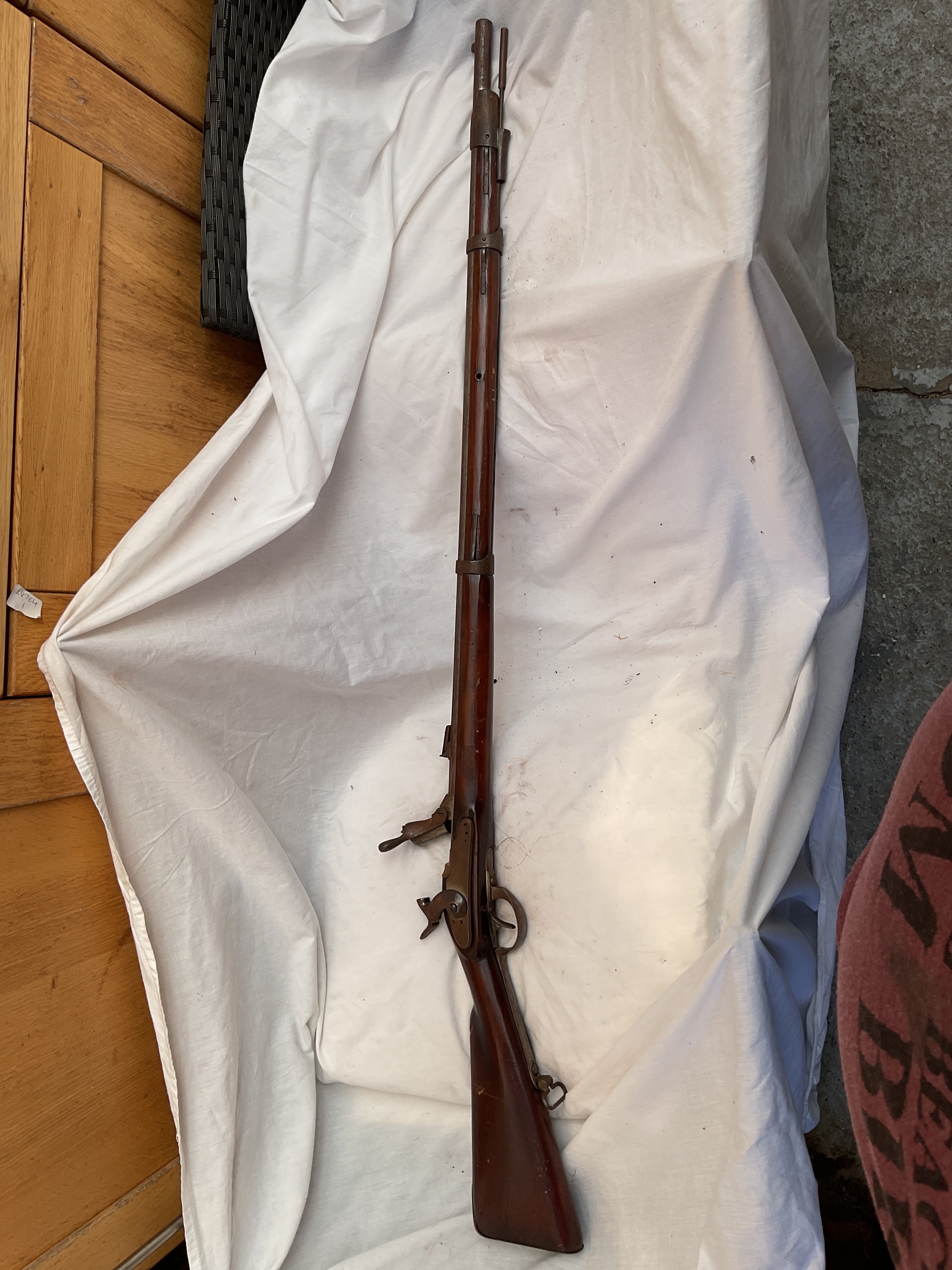 Unusual trapdoor breech loading percussion musket.
