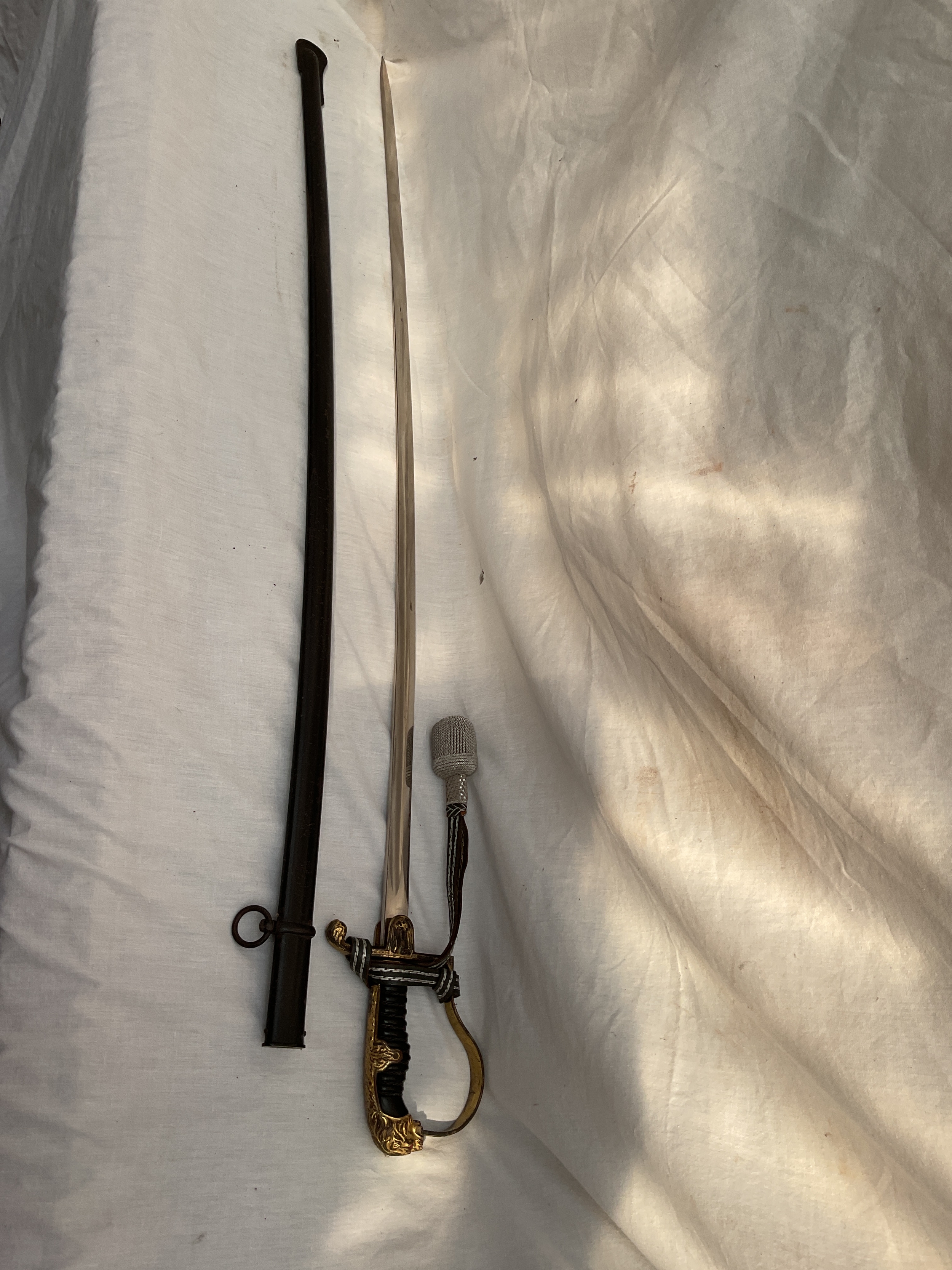 WWII German army officers sword, sheath and portepee, blade by Holler.