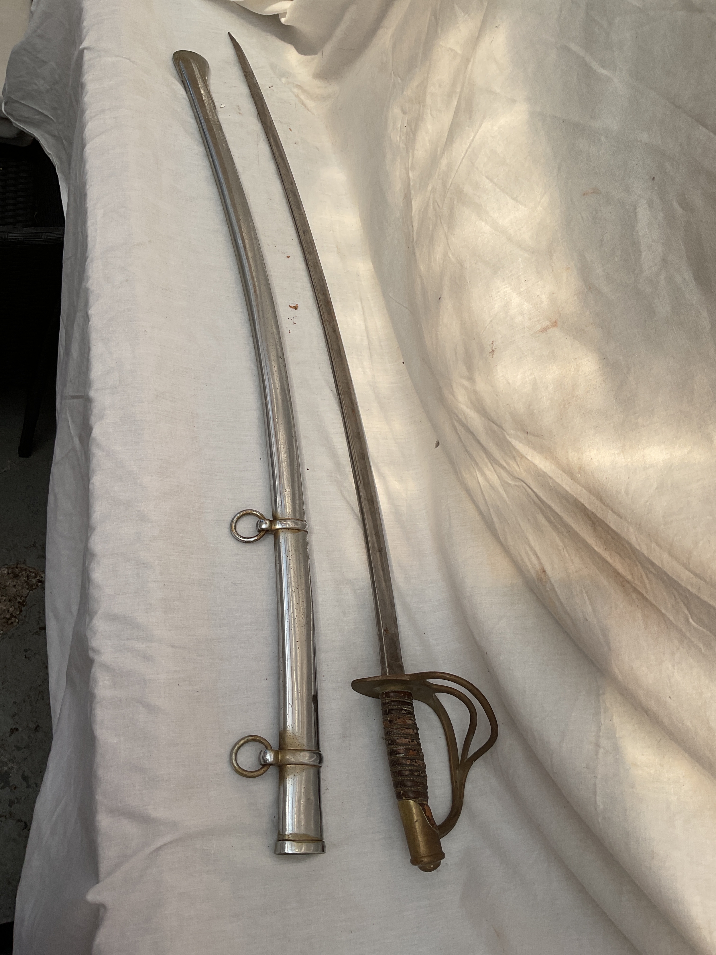 American cavalry sword and sheath by James manufacturing Co Chicopee. Marked GWC.