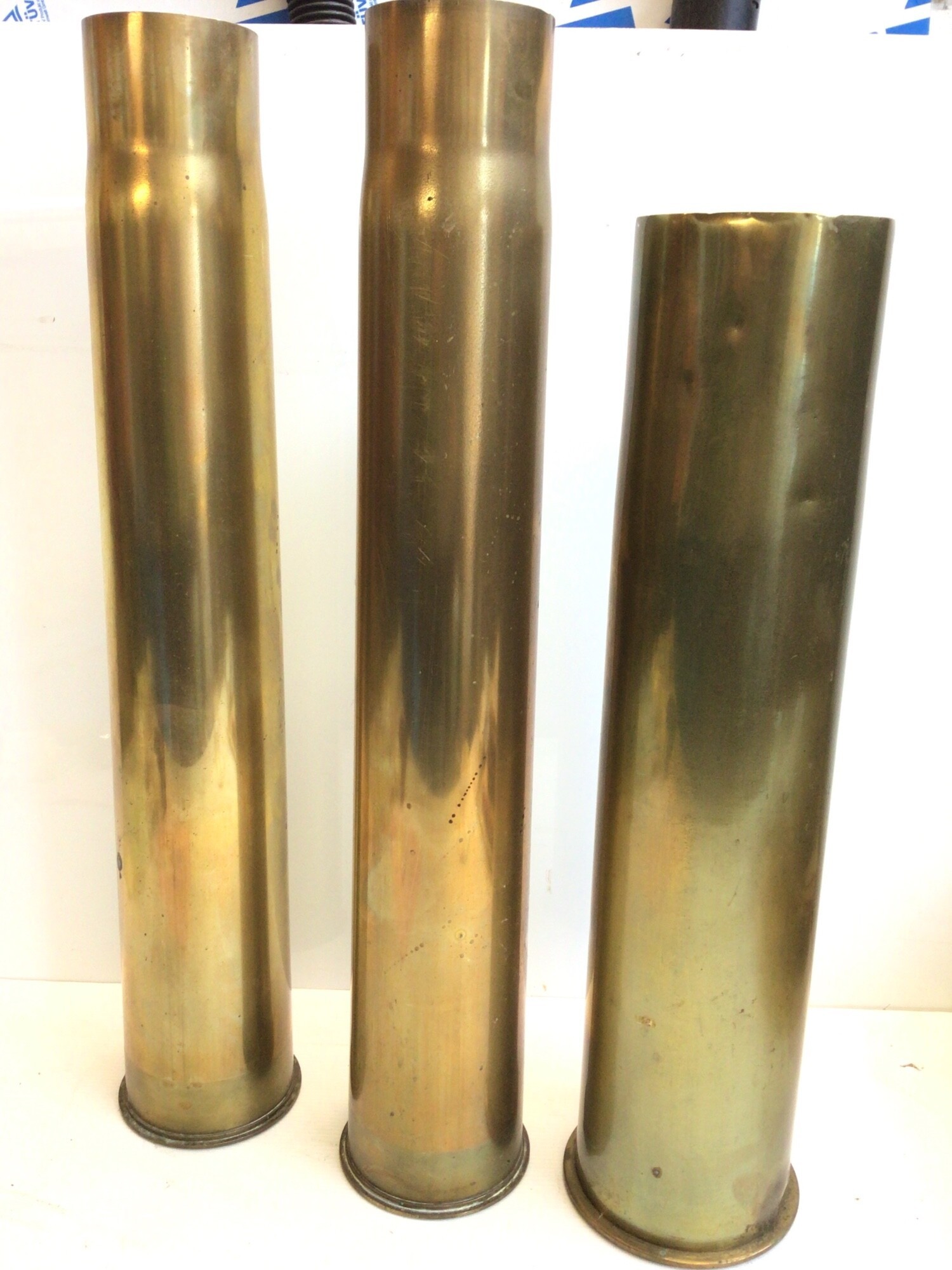 Three Brass Shell cases possible tank shell cases (3)