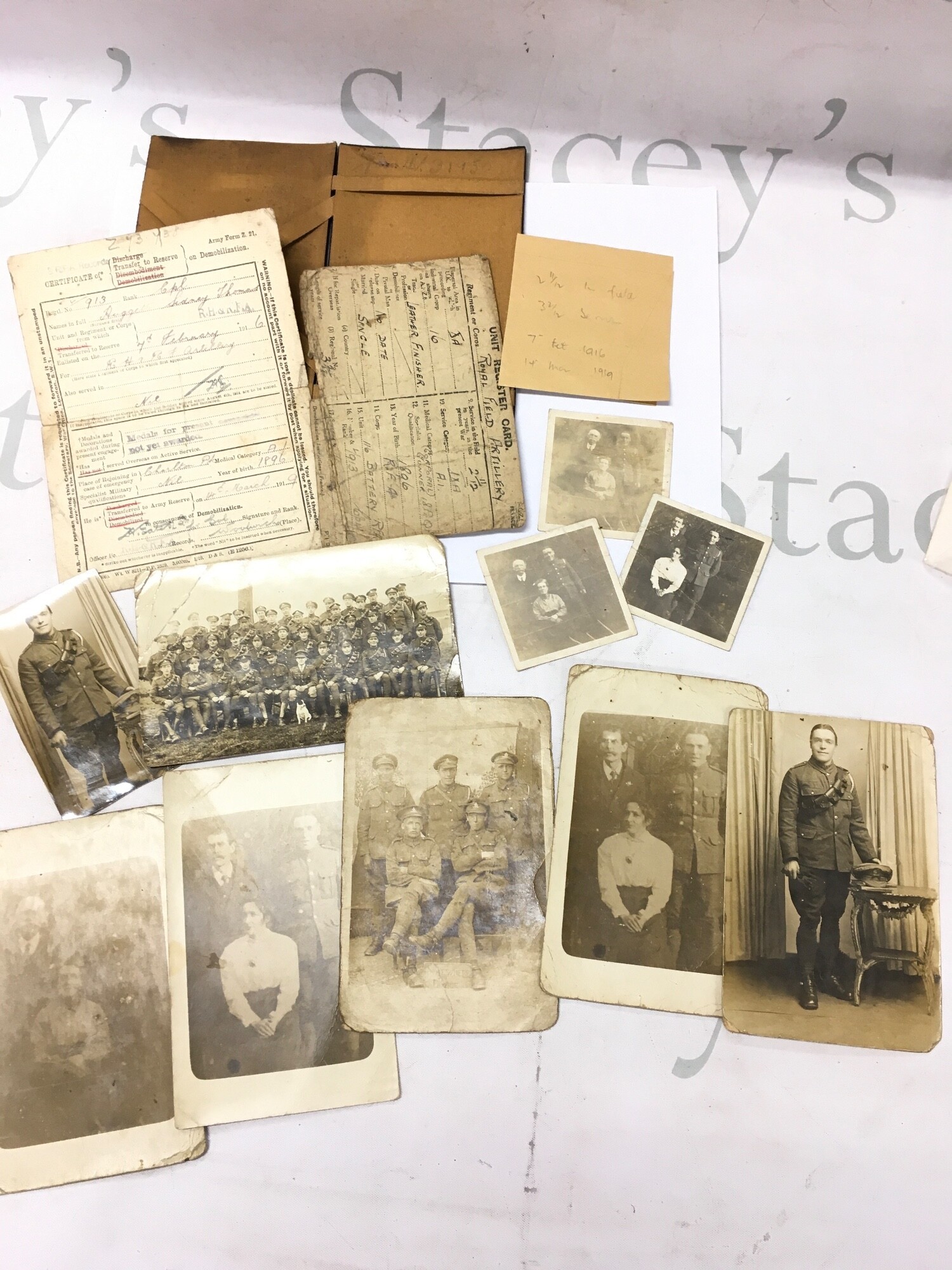 A lot of eleven 1917-1920 soldiers pictures postcards and documents
