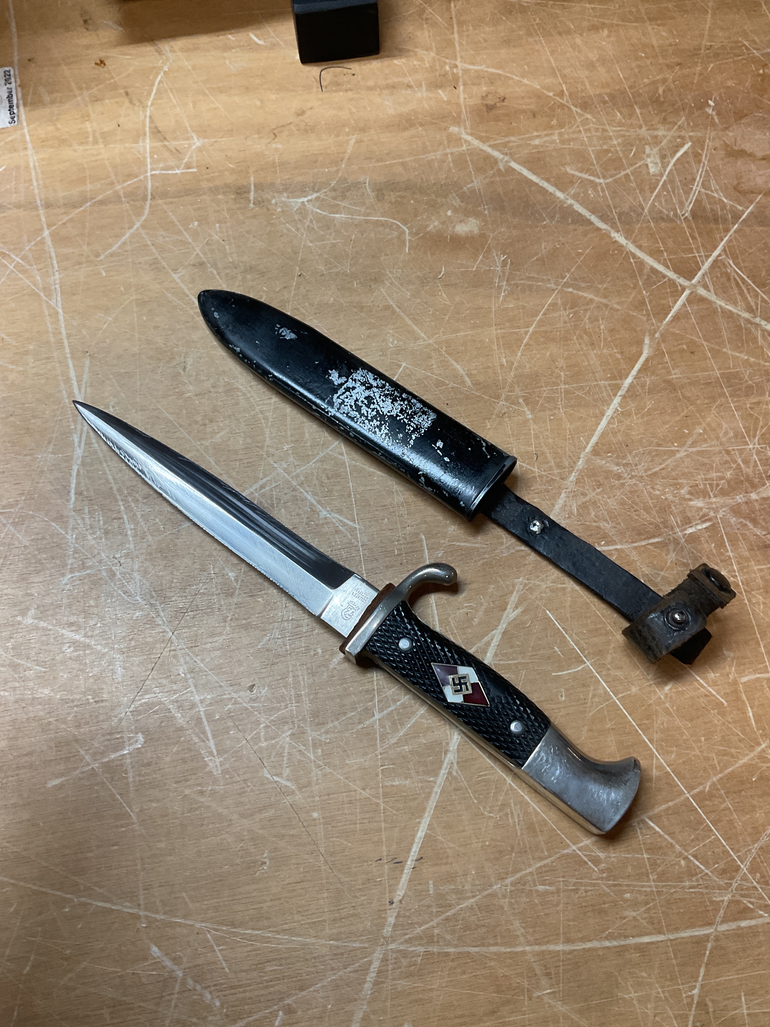 WWII German Hitler Youth sharpened dagger, blade by Anton Winger Othello.