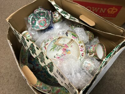 A Collection of Chinese famille rose ceramics including dishes, vases , cups etc. no reserve