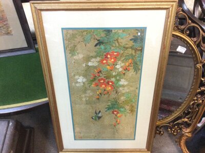A Japanese picture signed, Orient bird and floral branch , dimensions 92x62cm