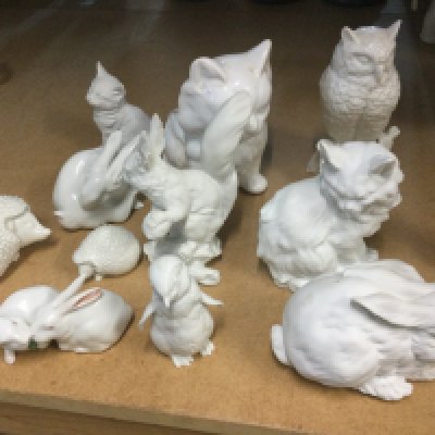 A collection of white glazed animal figures including Copenhagen.- NO RESERVE