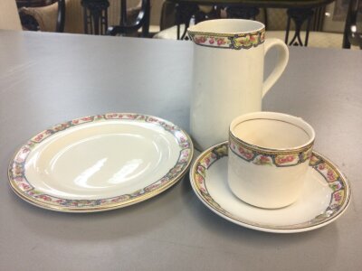 London North Eastern Railway (LNER) china Keswick items including cup and saucer, soup bowl, milk jug and plate