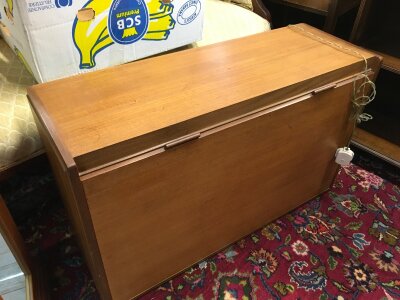 A Teak floating cocktail cabinet with glass shelf interior, with key and functional locking system .83cm wide 51cm tall 29cm long- NO RESERVE