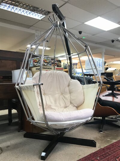 A 1970s Arberg Swedish designer parrot cage chair. 163cm tall, 90cm wide