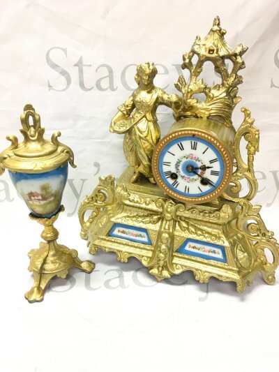A french late 19th century clock garniture (one side ornament) . 33cm tall 28cm wide