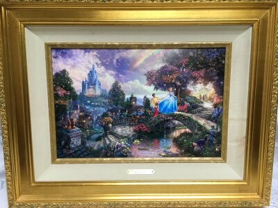 Cinderella Wishes Upon a Dream, Thomas Kinkade (American, 1958-2012) Disney Dreams Collection limited edition print. With certificate of authenticity, number 17/245. Frame dimensions 69x55cm