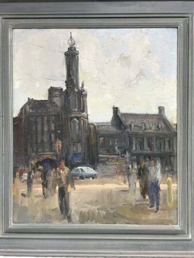 An oil on canvas of a Parisian street scene by Yeo Kin Seng, approx 70cm x 80cm.