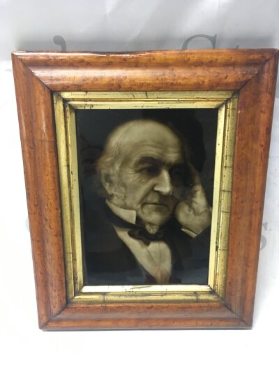 a late victorian maple framed porcelain plaque by Sherwin Cotton , Stafford 1898. Frame dimensions 24x30cm