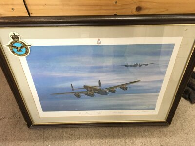 Framed Limited Edition John Pettitt Print "Dawn Return" Lancaster Pilots Signed
