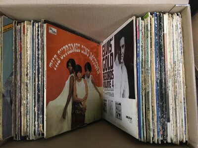 A box of LPs by various artists comprising mainly Elvis Presley titles.- NO RESERVE
