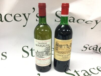 Two wines , A bottle of 1979 Chateau De Navarro Graves and a bottle of 1982 Chateau Marsauda Puisseguin Saint- Emilion.- NO RESERVE