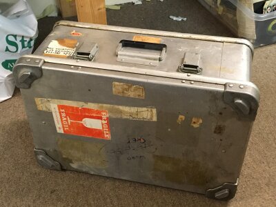 A vintage aluminium suitcase. 57cm wide 24cm tall 38cm long
