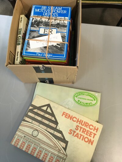 A box of railway books, six BR steam motive power depots books complete set , branch lines to Southend and south minister , Fenchurch street- barking.