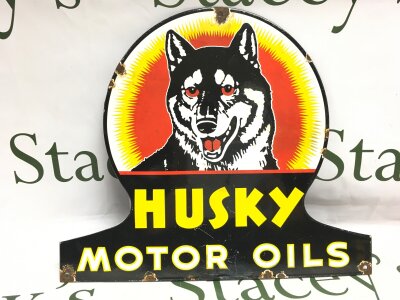 A Husky Petrol oils enamelled sign (possibly Canadian) . 35cm wide