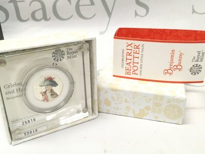 Beatrix pottery Benjamin bunny silver proof 50p coin 2017 in mint condition