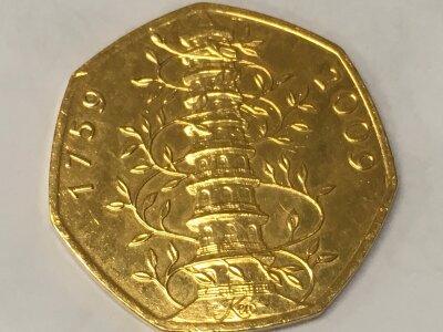A rare Kew Gardens 2009 Gold plated 50p coin