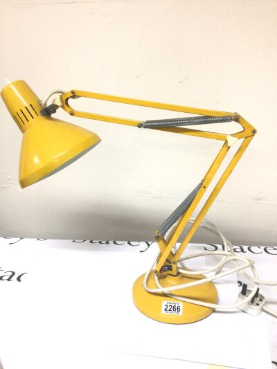 A Vintage Yellow angle lamp Swedish by Ledu Waso with original label very good condition.