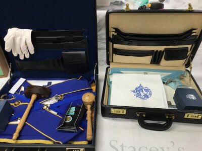 Two cases with Masonic regalia including medal etc
