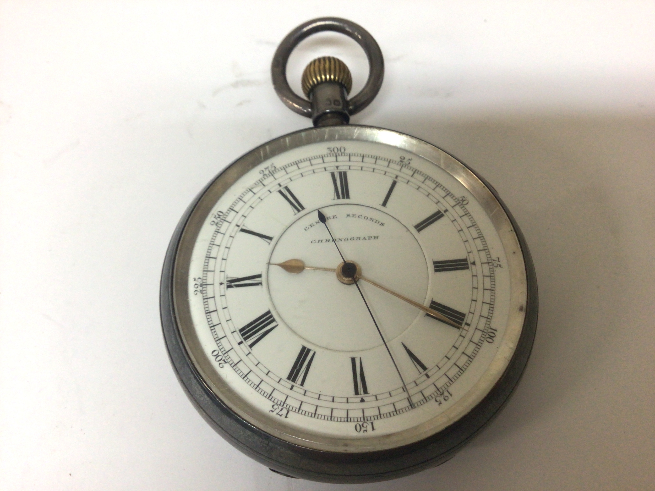  A Silver cased button wind Chronograph pocket watch seen working maker CWMC serial number 54109. 