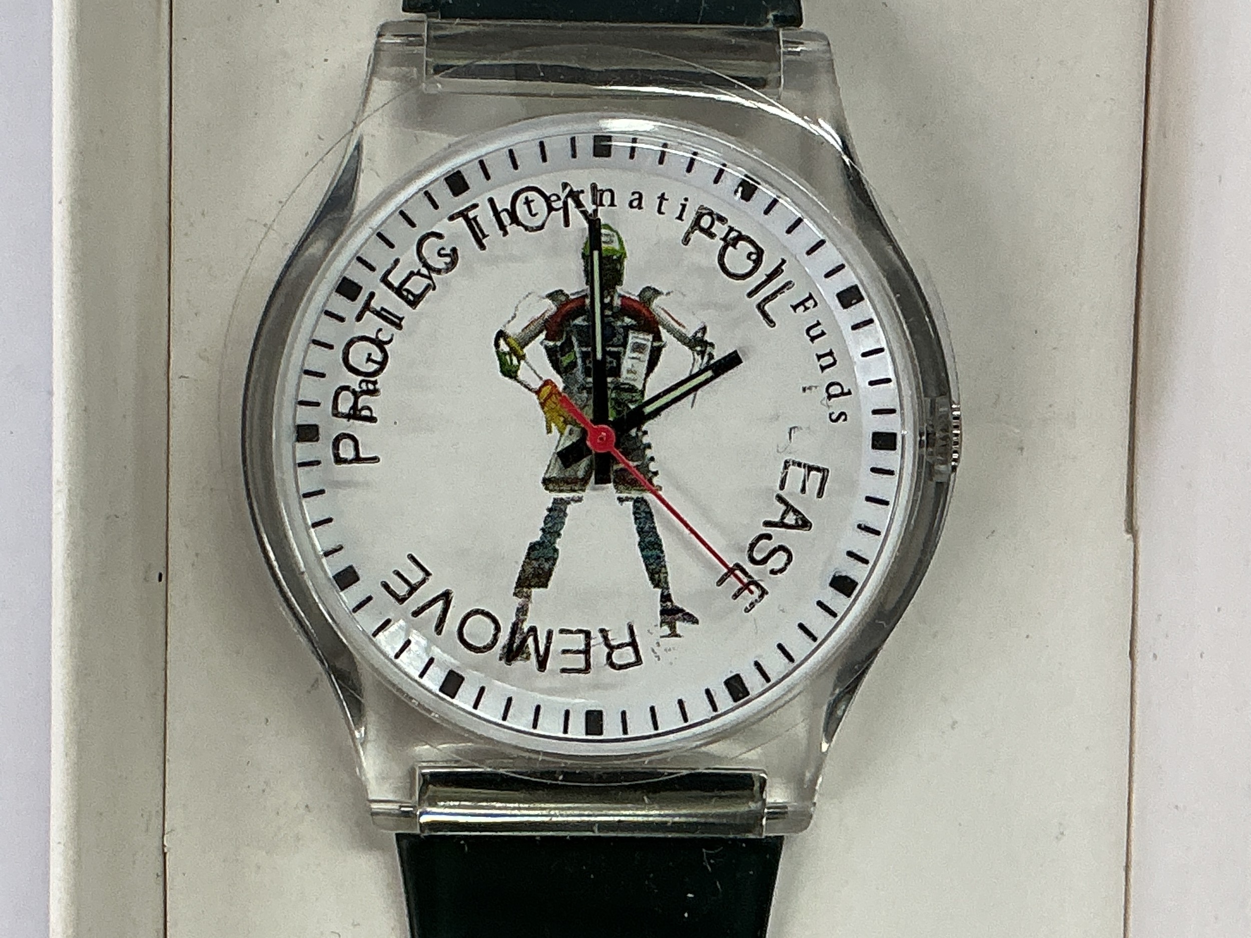 A vintage Swatch watch, corporate promotional example for Barclays Bank.