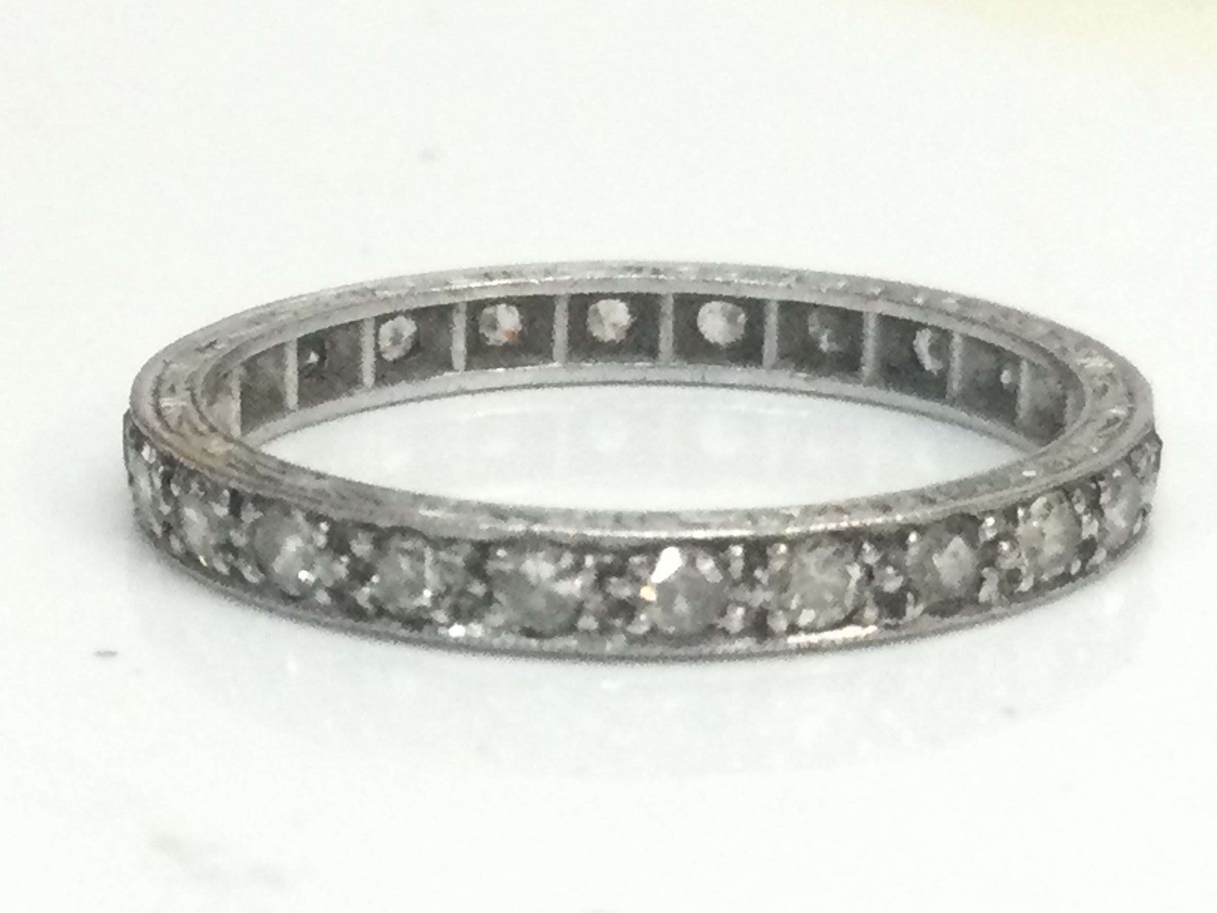An antique platinum full eternity ring size