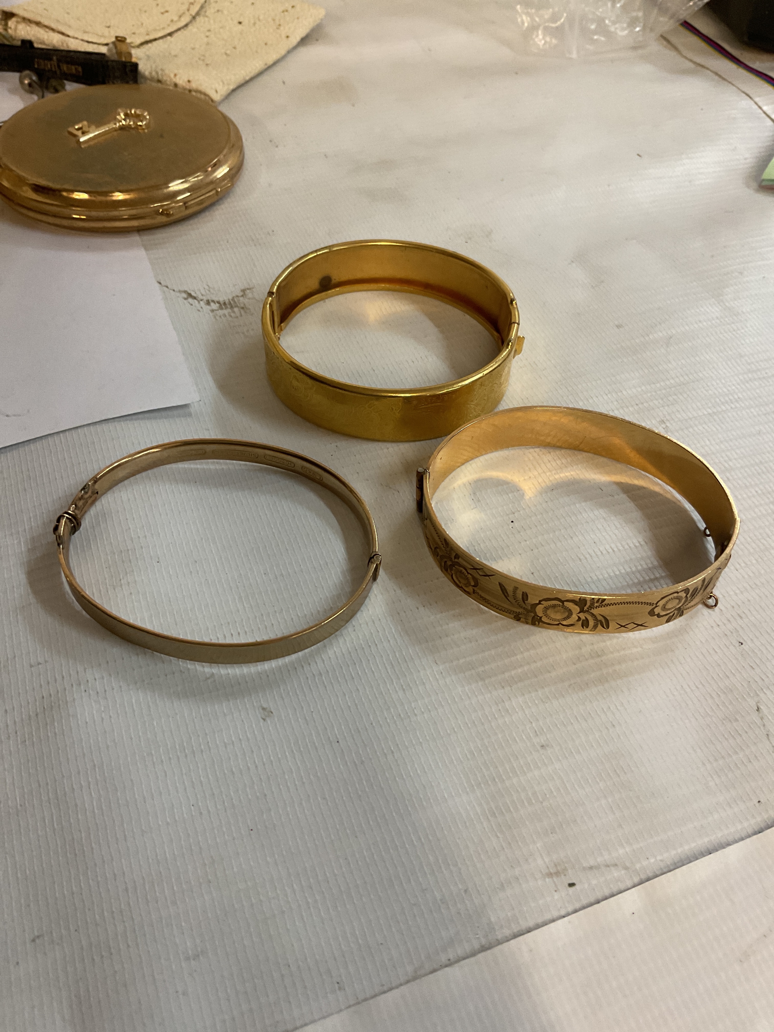 Qty of gold plated silver core bracelets, silver bracelets, necklaces, money clip and dress jewellery.