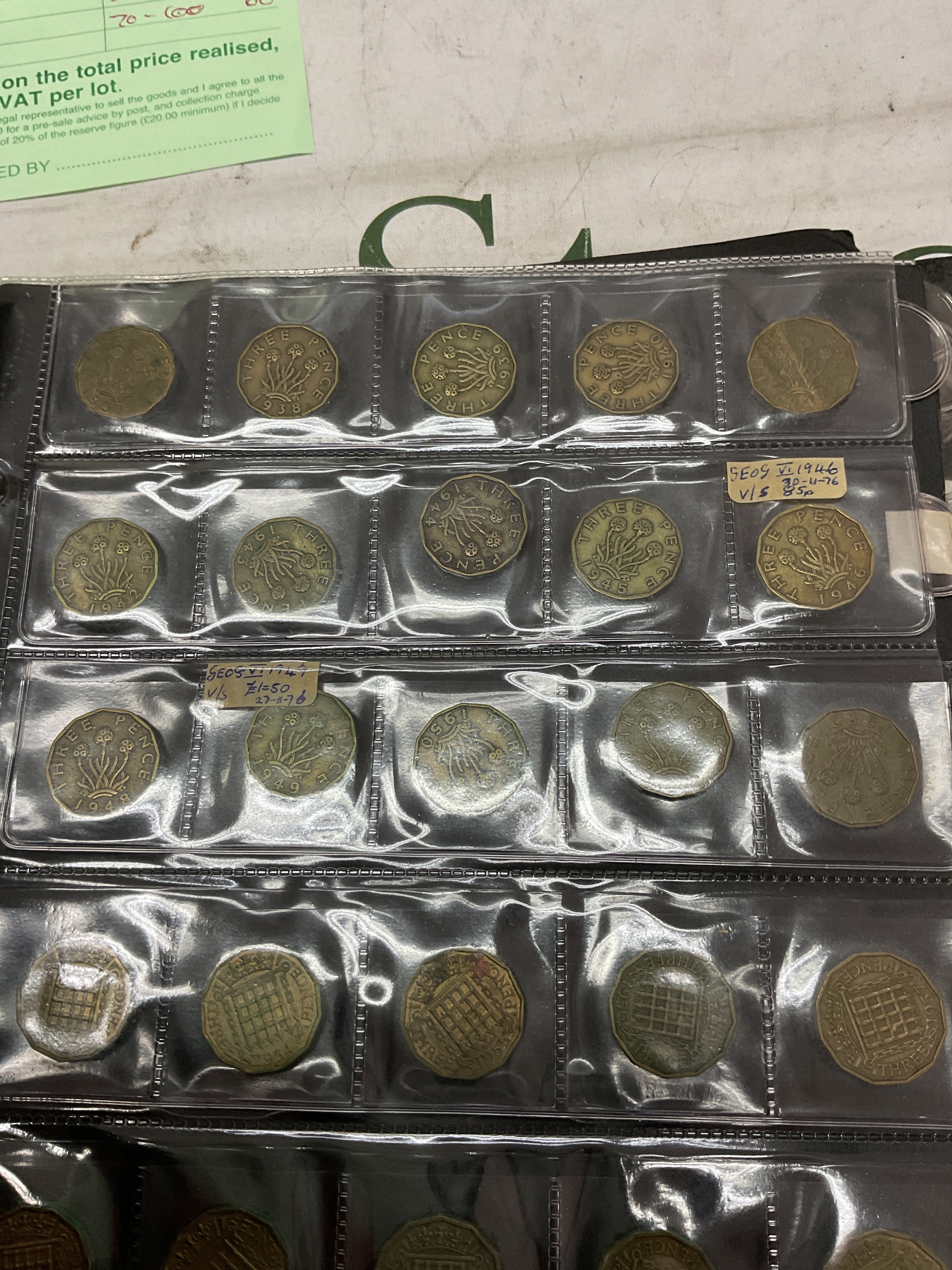 Coin album to inc Rare Low mintage 1946 and 1949 threepence, along with silver issue coinage.