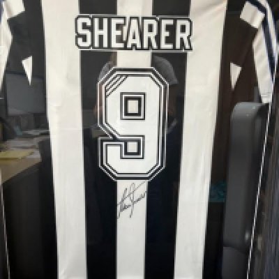 A Framed and Glazed Signed Alan Shearer New Castle United Shirt <a href = https://www.the-saleroom.com/en-gb/auction-catalogues/staceys-auctioneers-and-valuers/catalogue-id-srsta10340/lot-553abf86-adc1-4f3d-aa36-b1e800c65e22>Click Here to bid</a>