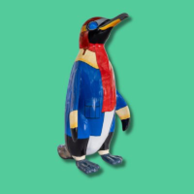 Captain P. Penguin - Sponsor: Wilson James / Artist: Sandra Russell / Sandra Russell was inspired to create Captain P. Penguin with the idea that although the penguin is a flightless bird, Captain P. Penguin can fly and is an absolute ace! Sandra remembers visiting the Southend Air Show many years ago, watching from the top of the cliffs, all the varied planes fly by, including the Spitfire, Concord and the Red Arrows. Sandra is a painter, illustrator and storyboard artist. She works mainly in advertising, creating digital drawings to visualise adverts before production. She also paints traditionally in oils, acrylics, and watercolours, specialising in landscapes and portraits. Her illustrative work extends to magazines and books, showcasing her versatility across commercial and fine art. - Height 1600mm width 890mm Depth 1090mm weight 30kg