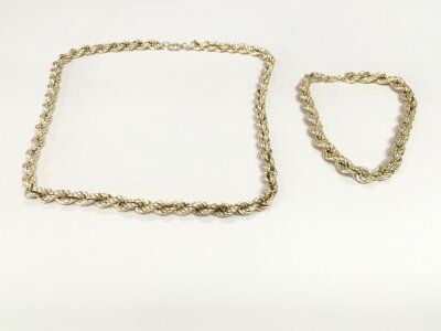 A silver rope chain and bracelet
24 g total.