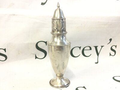 A silver sugar caster, 18cm tall. 80g total weight