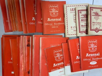 Arsenal Post War Handbook Collection: Complete run in mainly very good condition from 47/48 to 81/82. (35)
